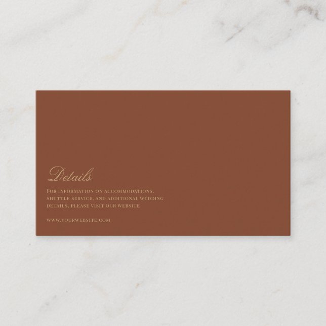 Script Gold & Terracotta Wedding Details  Enclosure Card (Front)
