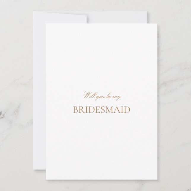 Script Gold & White Bridesmaid Proposal Card  (Front)