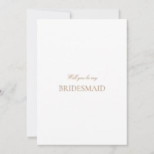 Script Gold & White Bridesmaid Proposal Card 