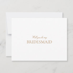 Script Gold & White Bridesmaid Proposal Card
