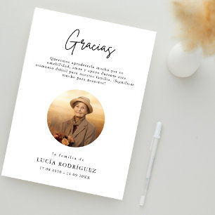 Script Gracias Spanish Funeral Photo Thank You  Card
