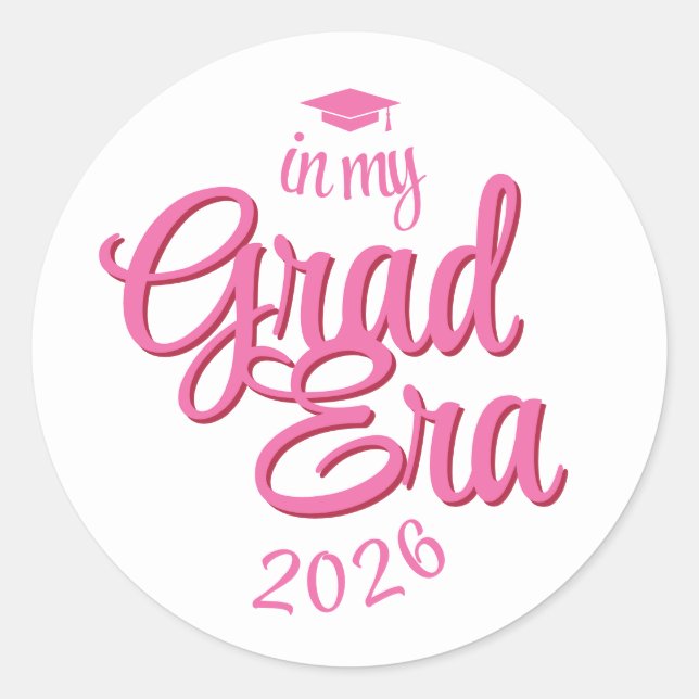 Script Grad Era Custom Year Graduation Classic Round Sticker (Front)