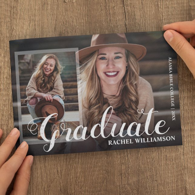 Script Graduate 2 Modern Photo Collage Graduation Announcement (Creator Uploaded)