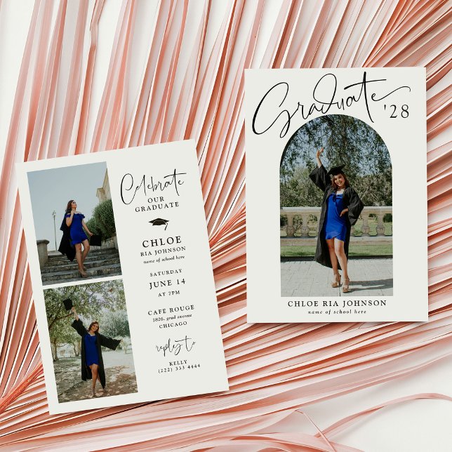 Script Graduate Arch Photo Graduation Party Invitation (Creator Uploaded)