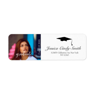 Script Graduate Personalised Photo Return Address Label