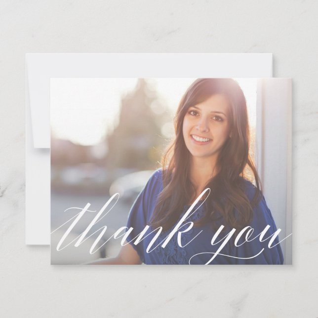 Script Graduate Photo Thank You Note Card (Front)