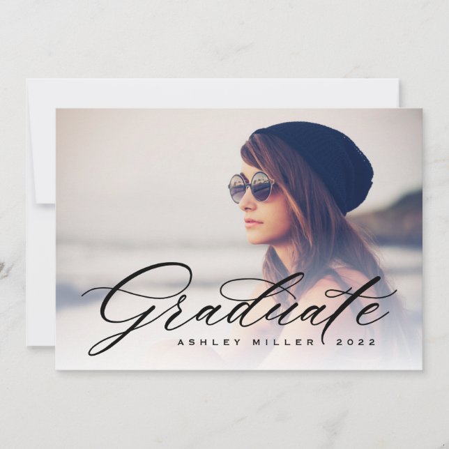 Script Graduation 2-sided Photo Party Invitation (Front)