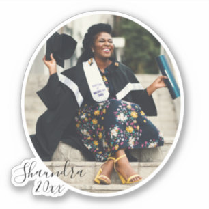 Script Graduation Photo Custom Cut Sticker