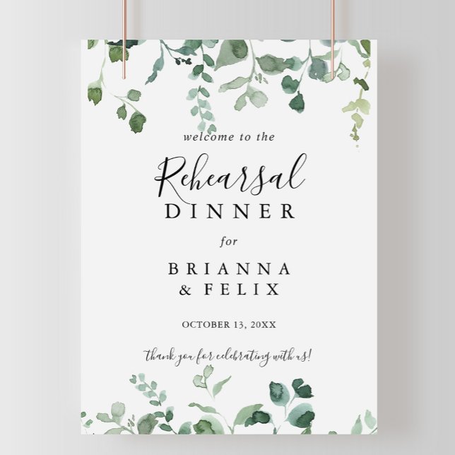 Script Green Foliage Rehearsal Dinner Welcome  Poster (Creator Uploaded)