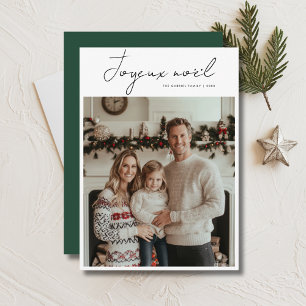Script Green Joyeux Noël Frech Christmas Photo  Holiday Card