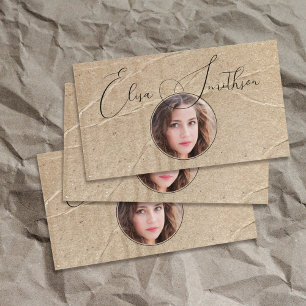  Script & Grunge Social Media QR Code Photo Unique Business Card