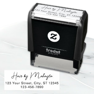 Script Hair Studio Name Return Address Phone Self-inking Stamp