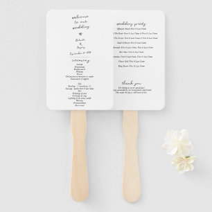 Script Hand Written Typography Wedding Program Hand Fan