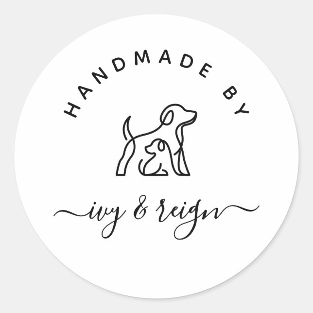  Script Handmade by Custom logo  Classic Round Sticker (Front)