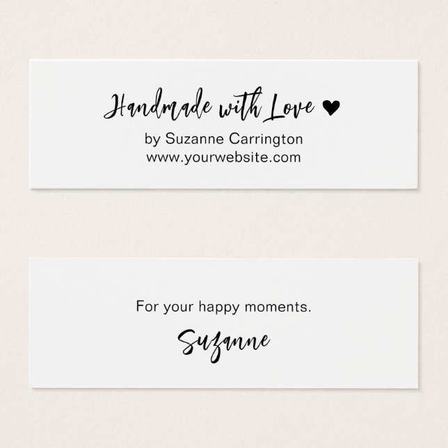 Script Handmade with Love Small Business Mini Card (Front & Back)