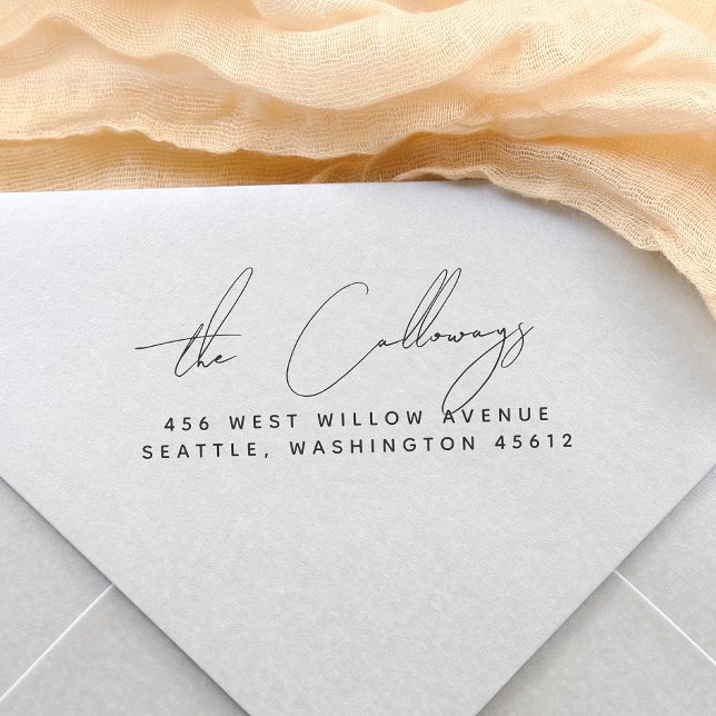 Script Handwriting Name & Return Address Rubber Stamp (Rubber Stamp Mock-up)