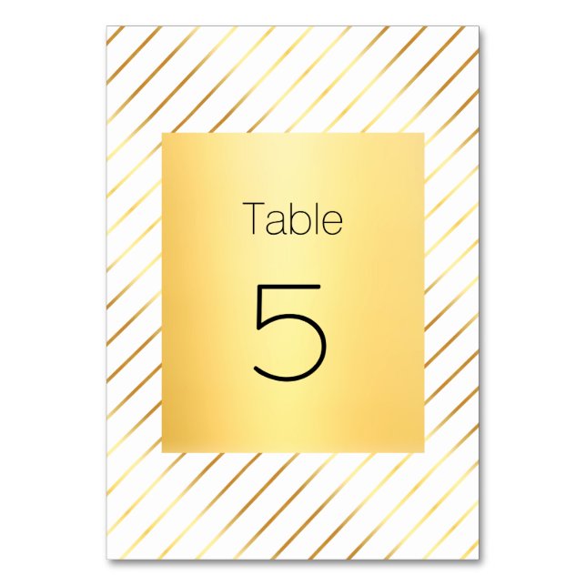 Script Handwritten Gold Elegant Template Modern Table Number (Front)