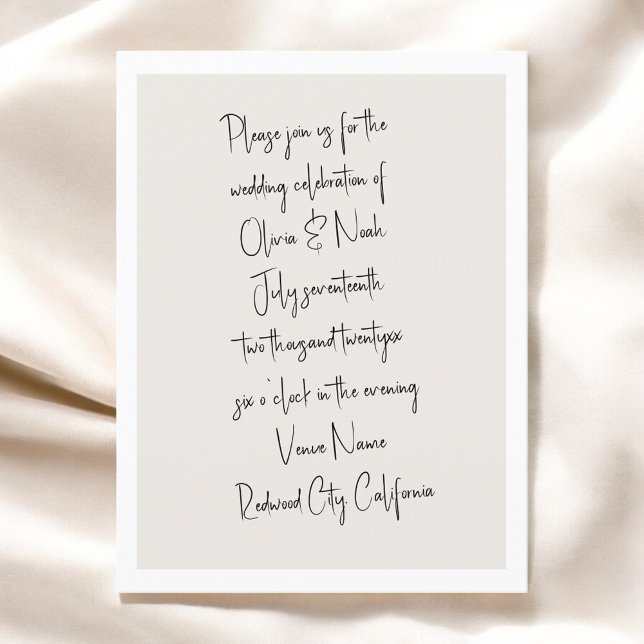 Script Handwritten Minimalist Wedding Postcard (Creator Uploaded)