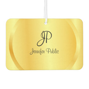 Script Handwritten Monogram Faux Gold Template Car Air Freshener