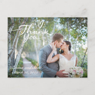 Script Handwritten Photo Wedding Thank You Card