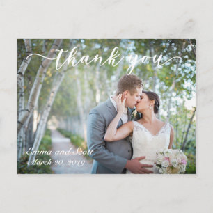 Script Handwritten Photo Wedding Thank You Card