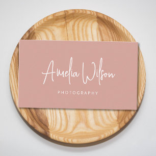 Script Handwritten Signature Dusty Rose Boho Business Card