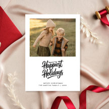 Script Happiest Holidays Minimalist Family Photo