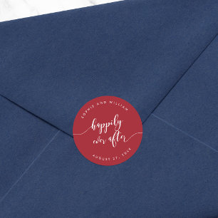 Script Happily Ever After Editable Colour Wedding Classic Round Sticker
