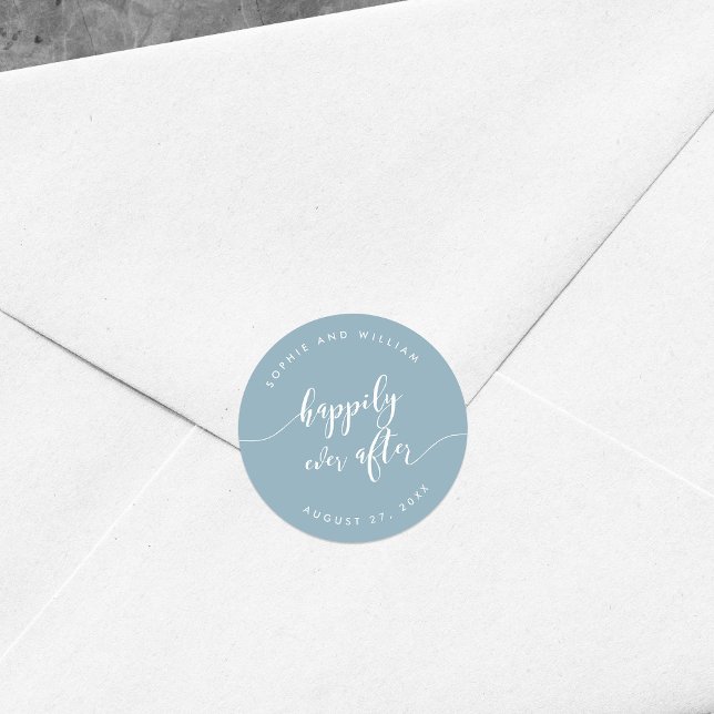 Script Happily Ever After Editable Colour Wedding Classic Round Sticker (Creator Uploaded)