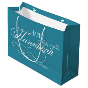 Script Happy Hanukkah Holiday Large Gift Bag
