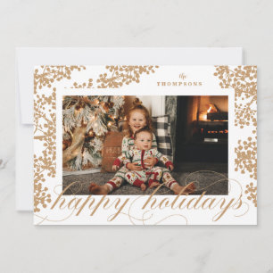 Script Happy Holidays Foliage Christmas Photo Card