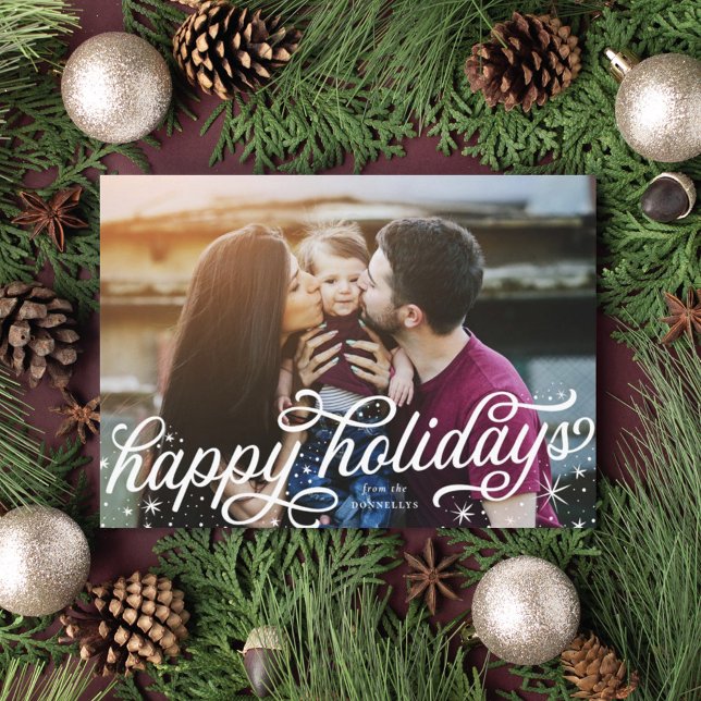 Script Happy Holidays Hand Lettering Photo Card (Creator Uploaded)