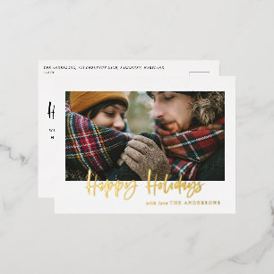 script happy holidays photo foil holiday postcard