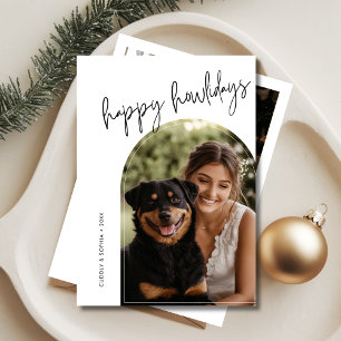 Script Happy Howlidays Pet Arch Photo Christmas Holiday Card