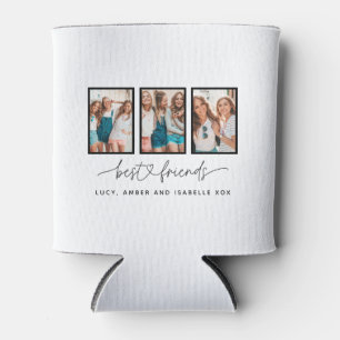 Script heart cute modern multi photo best friends  can cooler