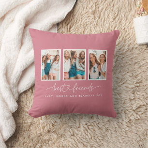 Script heart cute modern multi photo best friends  cushion