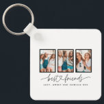 Script heart cute modern multi photo best friends key ring<br><div class="desc">Script heart cute modern multi photo best friends triptych gift</div>