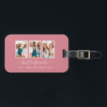 Script heart cute modern multi photo best friends  luggage tag<br><div class="desc">Script heart cute modern multi photo best friends triptych gift</div>