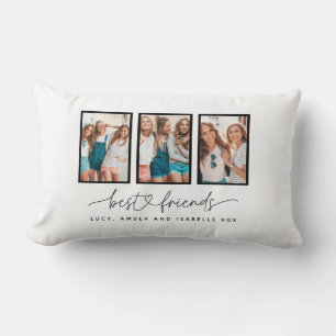 Script heart cute modern multi photo best friends  lumbar cushion