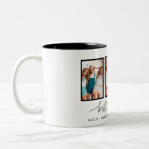 Script heart cute modern multi photo best friends Two-Tone coffee mug