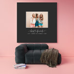 Script heart cute modern photo best friends faux canvas print<br><div class="desc">Script heart cute modern multi photo best friends gift</div>