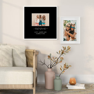 Script heart cute modern photo best friends poster