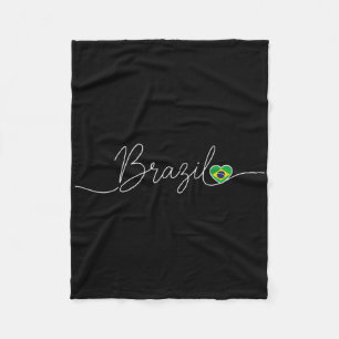 Script Heart Flag Kids Brazilian Soccer Fan Latin Fleece Blanket