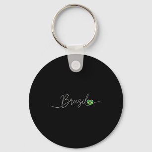 Script Heart Flag Kids Brazilian Soccer Fan Latin Key Ring