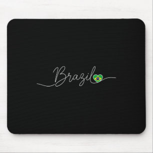 Script Heart Flag Kids Brazilian Soccer Fan Latin Mouse Pad