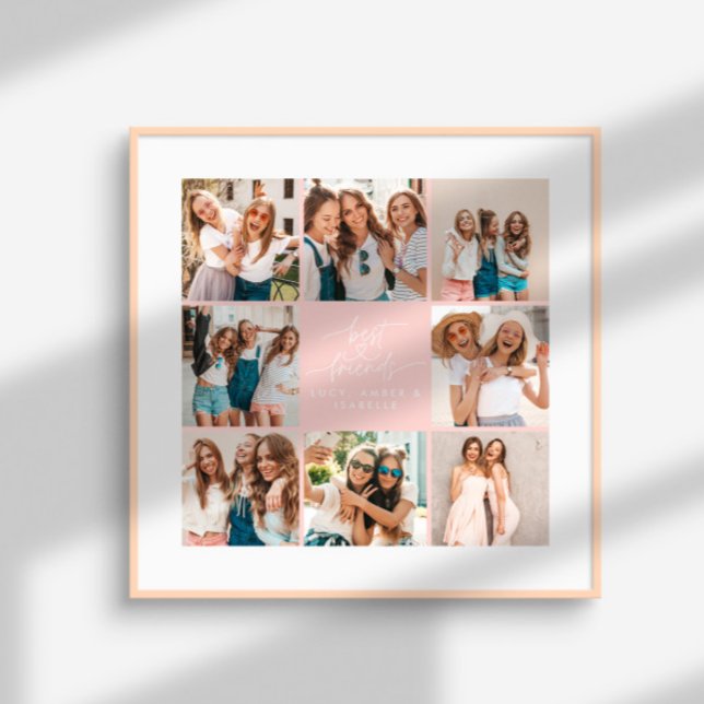 Script heart pink modern multi photo best friends poster (Creator Uploaded)