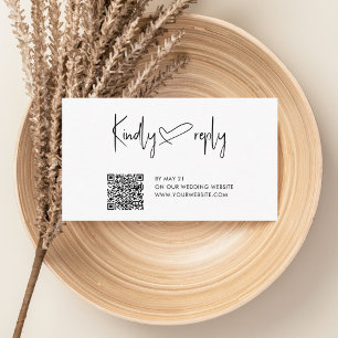 Script Heart Wedding QR Code RSVP Enclosure Card