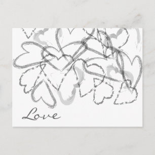 Script Hearts Postcard