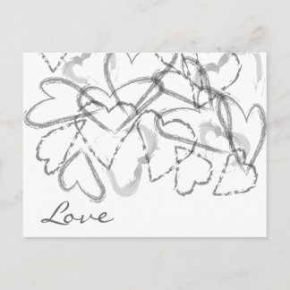 Script Hearts Postcard