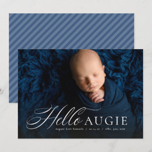 Script hello nickname classic one photo birth announcement